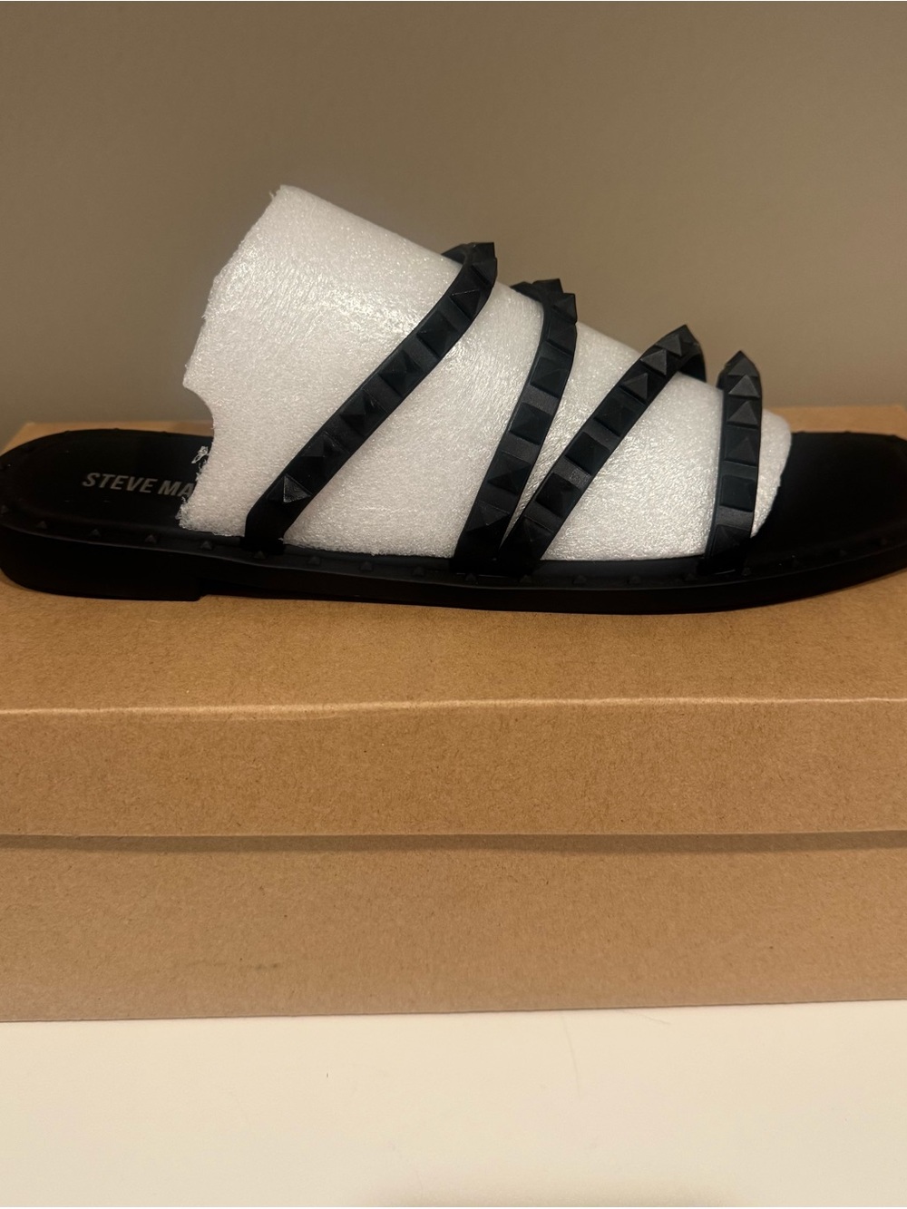 Steve Madden Black Stud-Trim Slide Sandal